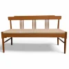 Pamono Beech Bench with Fabric Seat, Italy, 1950s New