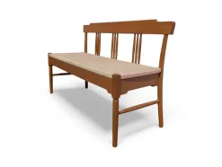Pamono Beech Bench with Fabric Seat, Italy, 1950s New