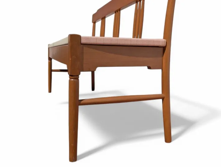 Pamono Beech Bench with Fabric Seat, Italy, 1950s New