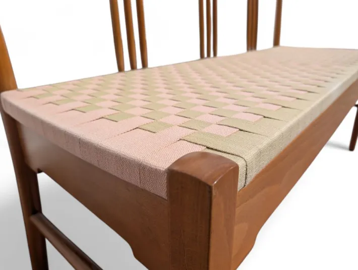 Pamono Beech Bench with Fabric Seat, Italy, 1950s New