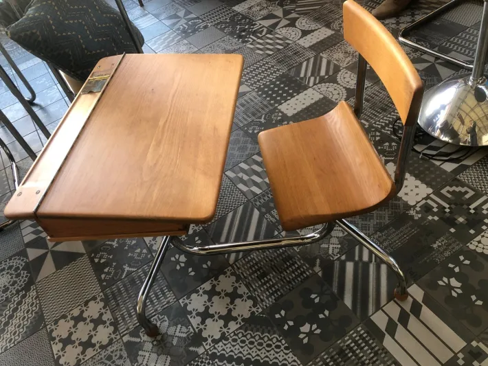 Pamono Beech Wood School Table, Czechoslavakia, 1940s