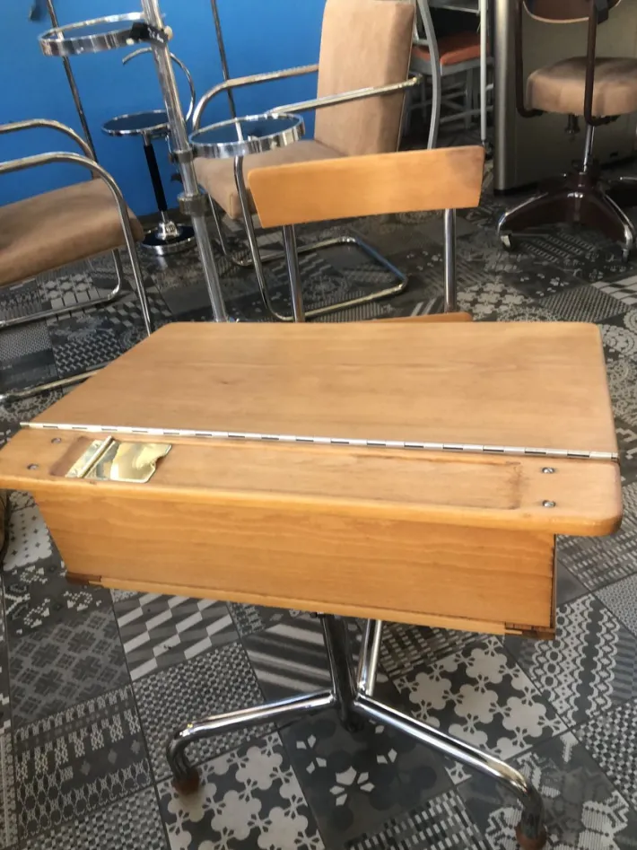 Pamono Beech Wood School Table, Czechoslavakia, 1940s