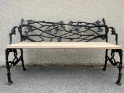 Pamono Bench in Cast Iron with Decor of Branches and Snakes, 1900