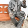 Pamono Bench with Winston Churchill Bronze Statue Discount