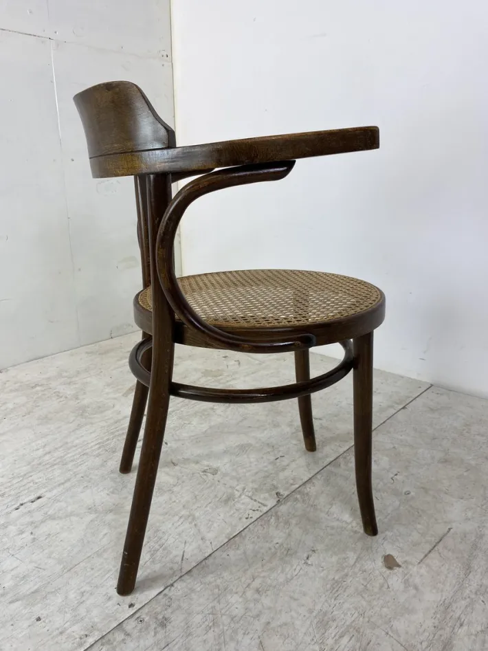 Pamono Bentwood Desk Chair with Rattan Seat by Thonet for Ligna, 1900s