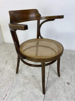 Pamono Bentwood Desk Chair with Rattan Seat by Thonet for Ligna, 1900s