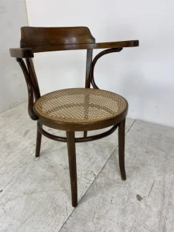 Pamono Bentwood Desk Chair with Rattan Seat by Thonet for Ligna, 1900s