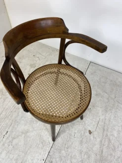 Pamono Bentwood Desk Chair with Rattan Seat by Thonet for Ligna, 1900s