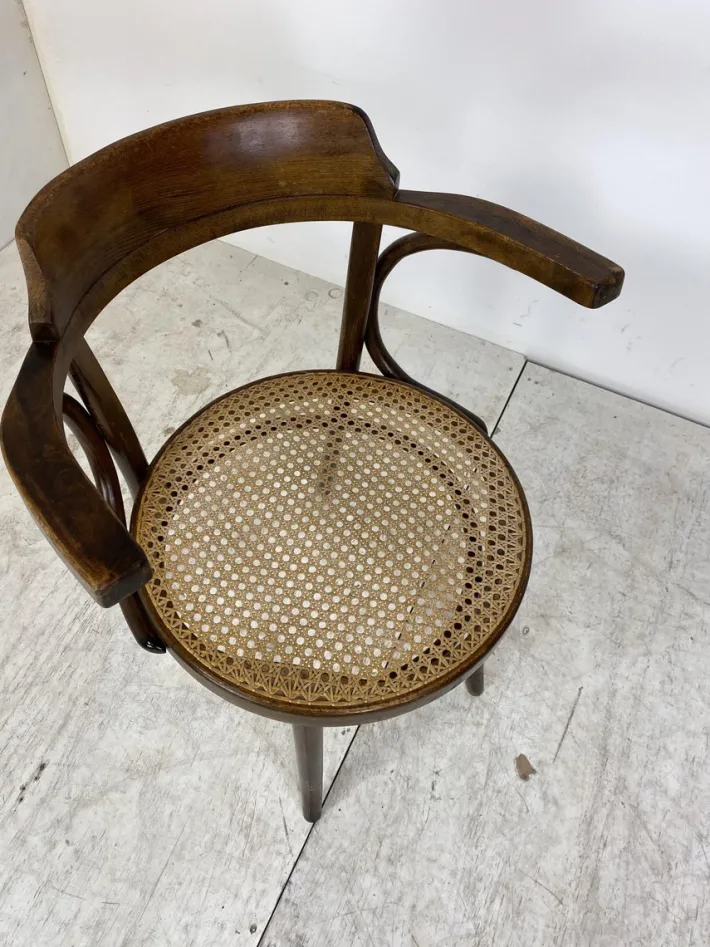 Pamono Bentwood Desk Chair with Rattan Seat by Thonet for Ligna, 1900s