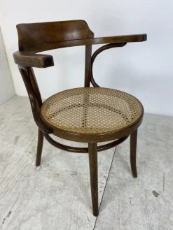 Pamono Bentwood Desk Chair with Rattan Seat by Thonet for Ligna, 1900s