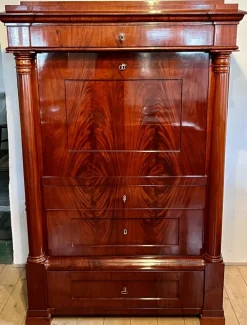 Pamono Biedermeier Mahogany Veneer Secretary, 1800s New