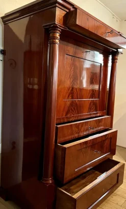 Pamono Biedermeier Mahogany Veneer Secretary, 1800s New