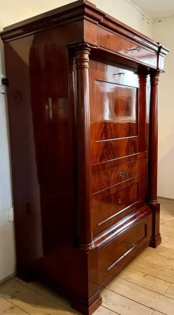 Pamono Biedermeier Mahogany Veneer Secretary, 1800s New