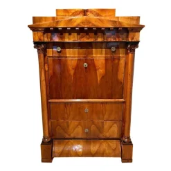 Pamono Biedermeier Secretaire in Cherrywood and Maple with Inlays and Brass, South Germany, 1830s