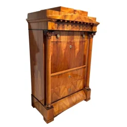 Pamono Biedermeier Secretaire in Cherrywood and Maple with Inlays and Brass, South Germany, 1830s