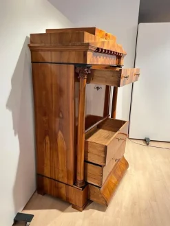 Pamono Biedermeier Secretaire in Cherrywood and Maple with Inlays and Brass, South Germany, 1830s