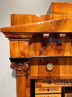 Pamono Biedermeier Secretaire in Cherrywood and Maple with Inlays and Brass, South Germany, 1830s