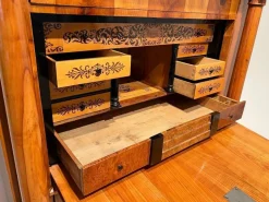 Pamono Biedermeier Secretaire in Cherrywood and Maple with Inlays and Brass, South Germany, 1830s