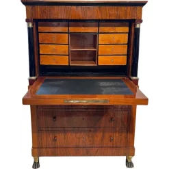 Pamono Biedermeier Secretary in Walnut and Maple, 1820 Clearance