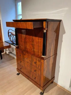 Pamono Biedermeier Secretary in Walnut and Maple, 1820 Clearance