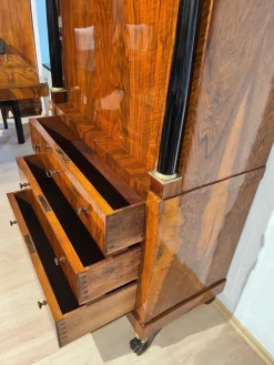 Pamono Biedermeier Secretary in Walnut and Maple, 1820 Clearance