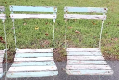 Pamono Bistro Garden Folding Chairs in Iron and Wood Slats, Set of 8 Discount