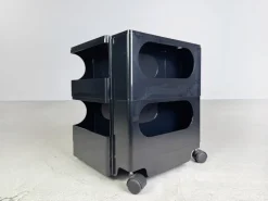 Pamono Black Bobby Storage Side Table by Joe Colombo, Italy, 1970s New