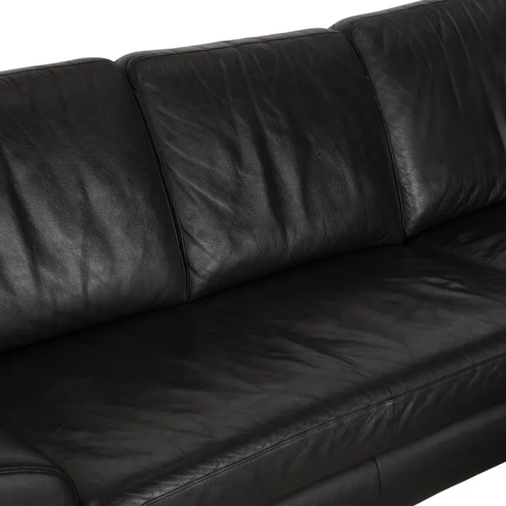 Pamono Black Leather Corner Sofa from Willi Schillig Best