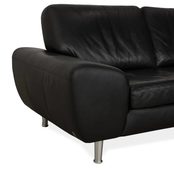 Pamono Black Leather Corner Sofa from Willi Schillig Best