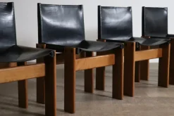Pamono Black Leather Monk Dining Chairs by Afra and Tobia Scarpa for Molteni, Italy, 1974, Set of 4 Best