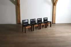 Pamono Black Leather Monk Dining Chairs by Afra and Tobia Scarpa for Molteni, Italy, 1974, Set of 4 Best