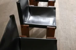 Pamono Black Leather Monk Dining Chairs by Afra and Tobia Scarpa for Molteni, Italy, 1974, Set of 4 Best