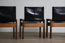 Pamono Black Leather Monk Dining Chairs by Afra and Tobia Scarpa for Molteni, Italy, 1974, Set of 4 Best