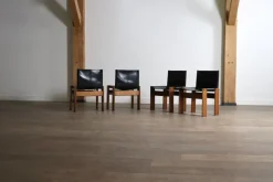 Pamono Black Leather Monk Dining Chairs by Afra and Tobia Scarpa for Molteni, Italy, 1974, Set of 4 Best