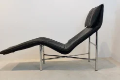 Pamono Black Leather Skye Chaise Longue by Tord Björklund for Ikea, 1970s Discount