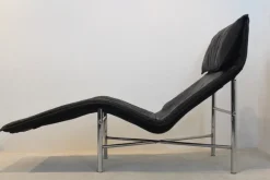 Pamono Black Leather Skye Chaise Longue by Tord Björklund for Ikea, 1970s Discount