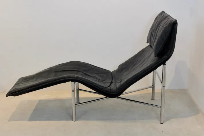 Pamono Black Leather Skye Chaise Longue by Tord Björklund for Ikea, 1970s Discount