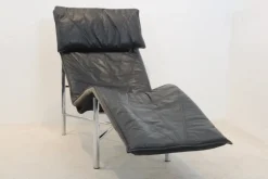 Pamono Black Leather Skye Chaise Longue by Tord Björklund for Ikea, 1970s Discount