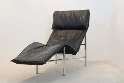 Pamono Black Leather Skye Chaise Longue by Tord Björklund for Ikea, 1970s Discount
