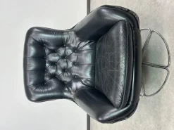 Pamono Black Leather Swivel Wingchair by Peem, 1960s Best