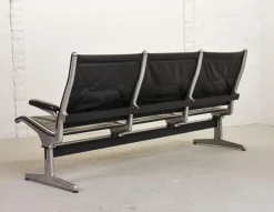 Pamono Black Leather Tandem Sling 3-Seater Airport Bench by Charles & Ray Eames for Herman Miller, 1962 Best