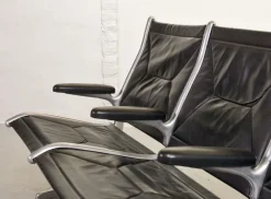 Pamono Black Leather Tandem Sling 3-Seater Airport Bench by Charles & Ray Eames for Herman Miller, 1962 Best