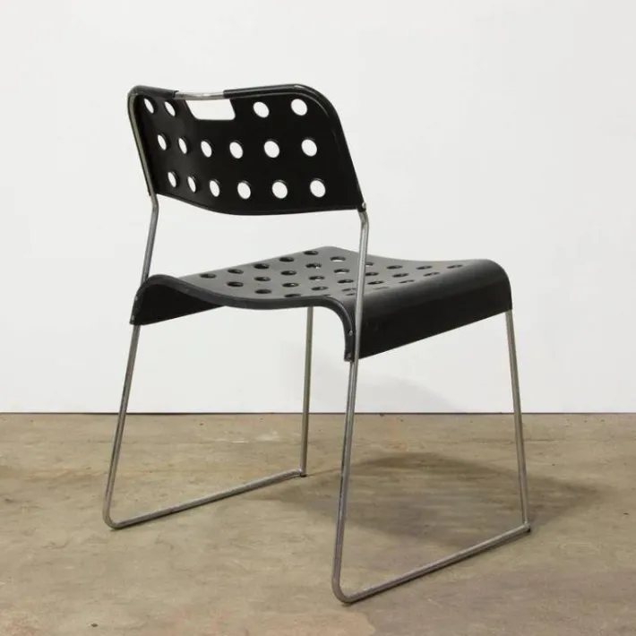 Pamono Black Omstak Stacking Chair by Rodney Kinsman for Bieffeplast, 1970s Sale