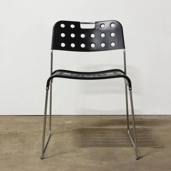 Pamono Black Omstak Stacking Chair by Rodney Kinsman for Bieffeplast, 1970s Sale