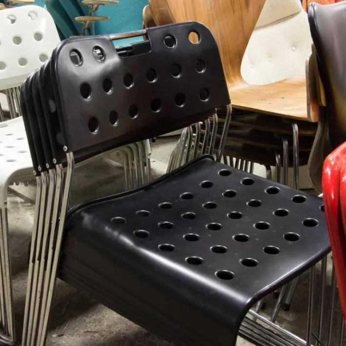 Pamono Black Omstak Stacking Chair by Rodney Kinsman for Bieffeplast, 1970s Sale