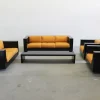 Pamono Black Sarantoga Living Room Set by Massimo & Lella Vignelli for Poltronova, 1960s, Set of 5
