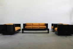 Pamono Black Sarantoga Living Room Set by Massimo & Lella Vignelli for Poltronova, 1960s, Set of 5