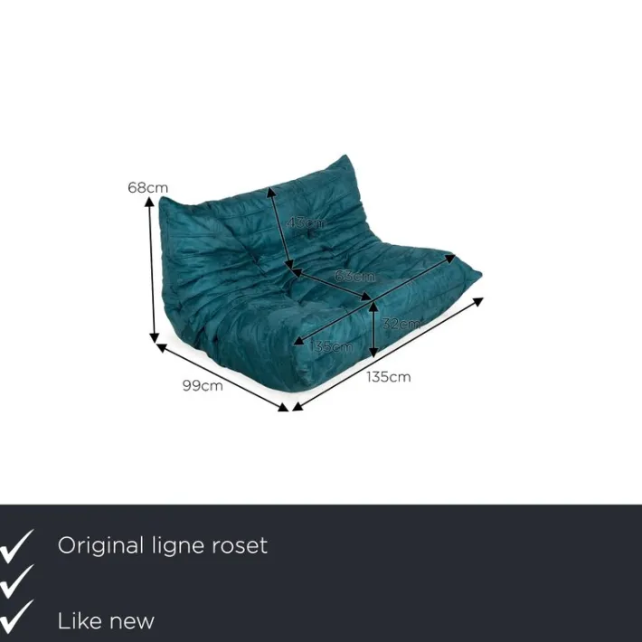 Pamono Blue Fabric Togo 2-Seater Sofa by Michel Ducaroy for Ligne Roset Hot