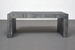 Pamono Blue Iroko Wood Low Bench by Giorgio Armani for Armani Casa, Italy, 1990s Outlet