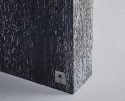 Pamono Blue Iroko Wood Low Bench by Giorgio Armani for Armani Casa, Italy, 1990s Outlet